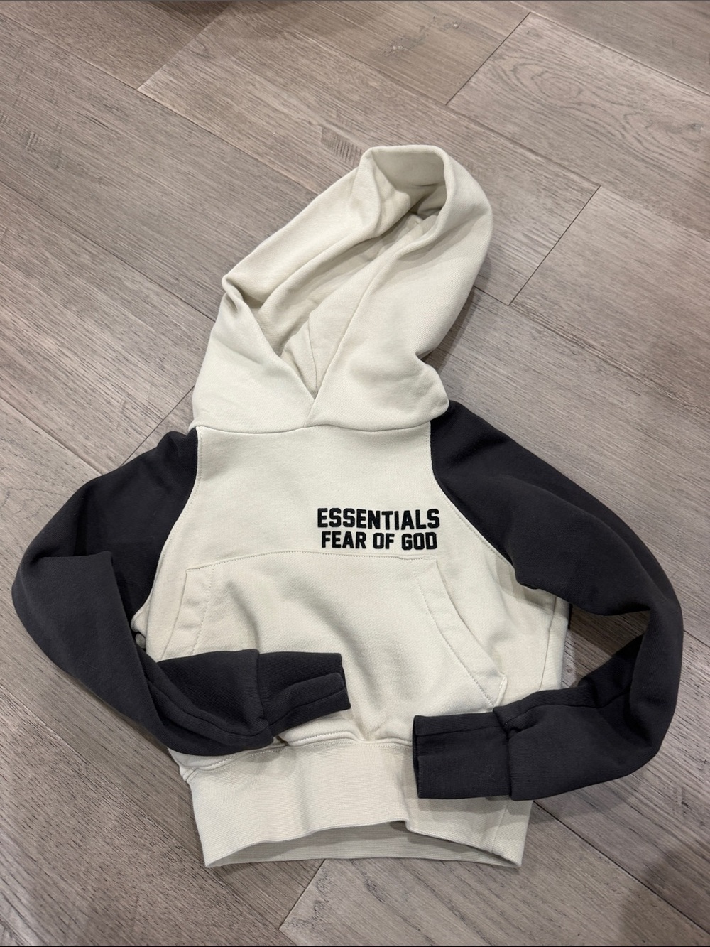 Authentic Fear of God Essentials Kids Two-Tone Hoodie - Cream & Black